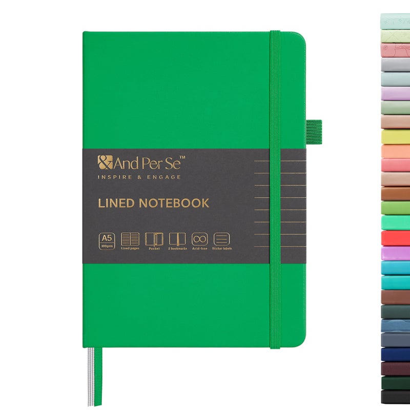 &And Per Se ⩓ Per Se Lined Journal Notebook, 160 Pages, A5 5.7 x 8 inches College Ruled Thick Paper Notebook Journals for Writing, Hardcover Notebooks for Women Men Office School (1 Pack, Emerald) - Image 1